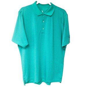 Mariner Sands Polo‎ Golf Shirt Men's L Green/Blue Striped F&G Tech Dad Grandpa